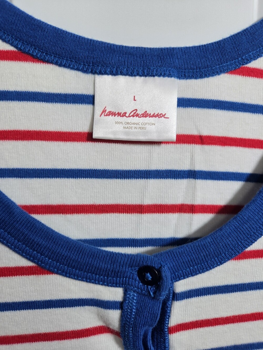 Hanna Andersson Organic Cotton Striped Henley Tank Dress Large Nautical ⛵️❤️ - Picture 3 of 11